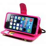 Wholesale iPhone 5 5S Crystal Flip Leather Wallet Case with Stand Strap (RibbonBow Pink)